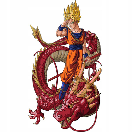 Naklejka na ścianę DRAGON BALL Goku super saiyan na smoku 90 cm na 60 cm