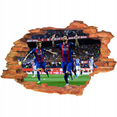 Naklejka na ścianę 3D FC Barcelona Leo Messi strzela gola 90 cm na 60 cm