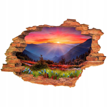 Naklejka na ścianę 3D Góry o wschodzie słońca 90 cm na 60 cm 