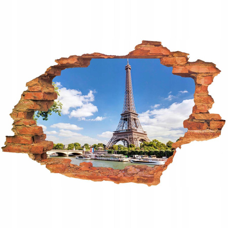 Naklejka na ścianę 3D Paryż Tour Eiffel nad rzeką 90 cm na 60 cm